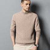 Men's Wool Cashmere Mock-Neck Texture Sweater