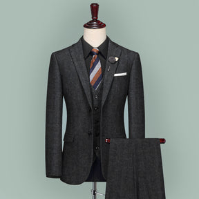 3 Pieces Herringbone Tweed Suit