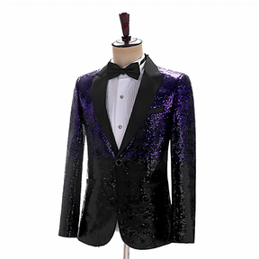 Men's 2 Pieces Notch Closure Collar Gradient Sequin Party Event Tuxedo