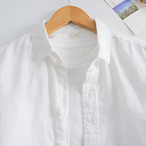 Men's Plain Linen Short Sleeves Slub Linen Shirt