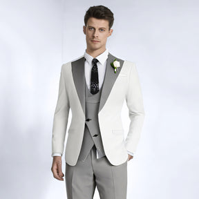 Men's Slim Fit 3 Piece Notched Lapel White Tuxedo