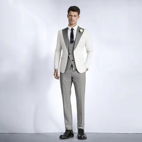 Men's Slim Fit 3 Piece Notched Lapel White Tuxedo