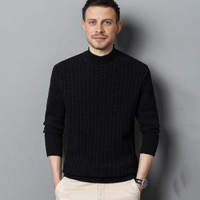 Men's Wool Cashmere Mock-Neck Texture Sweater