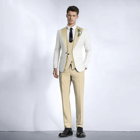 Men's Slim Fit 3 Piece Formal White Tuxedo