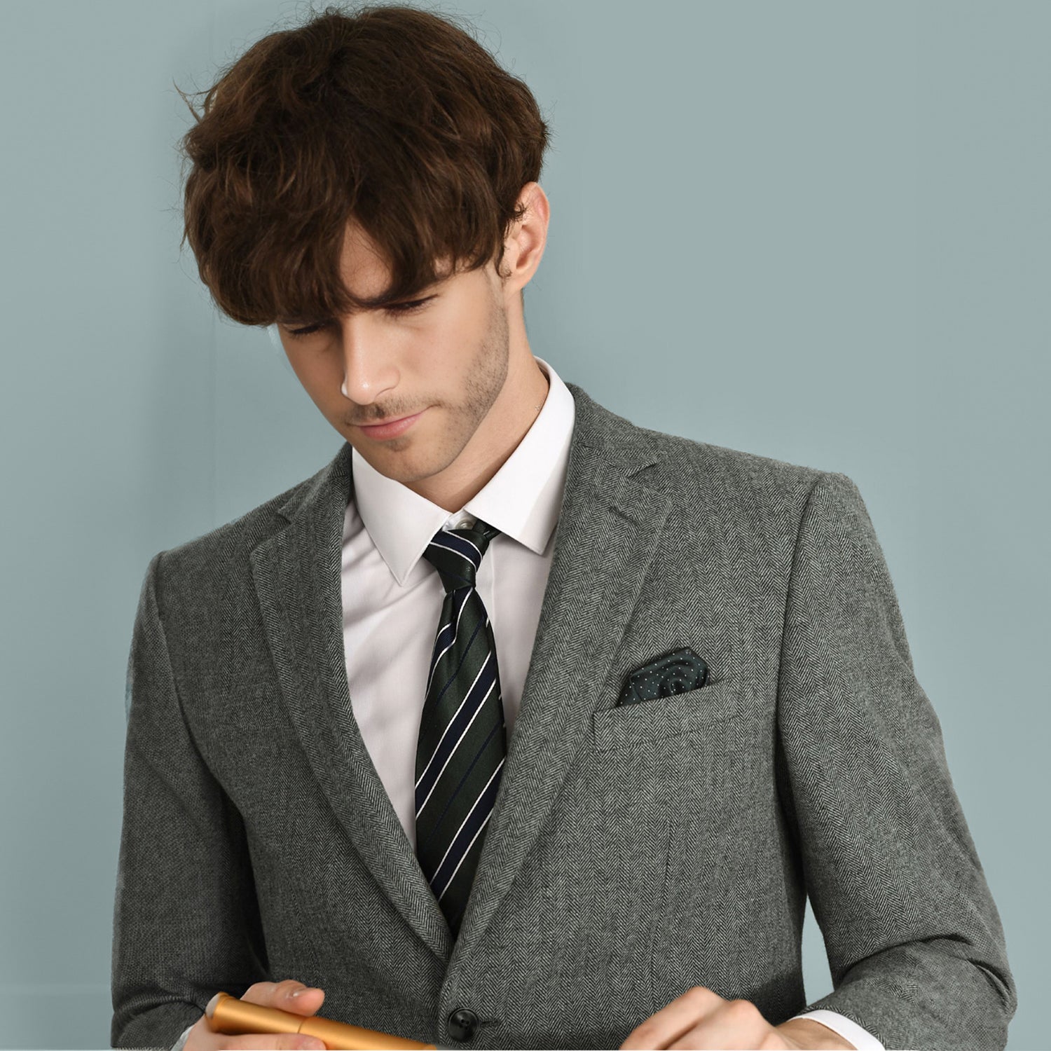 3 Pieces Herringbone Tweed Suit