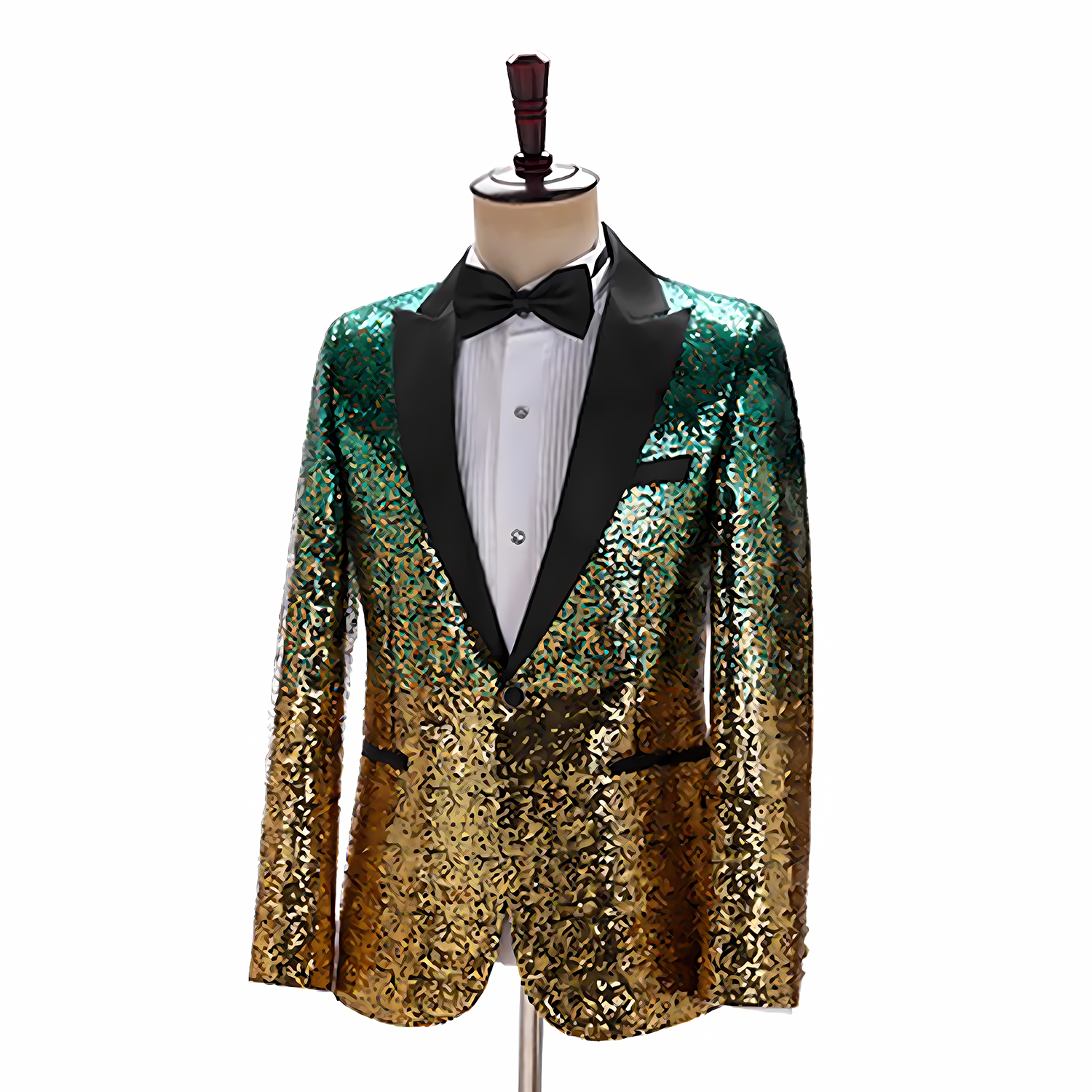 Black and Gold Sequin Prom Suit