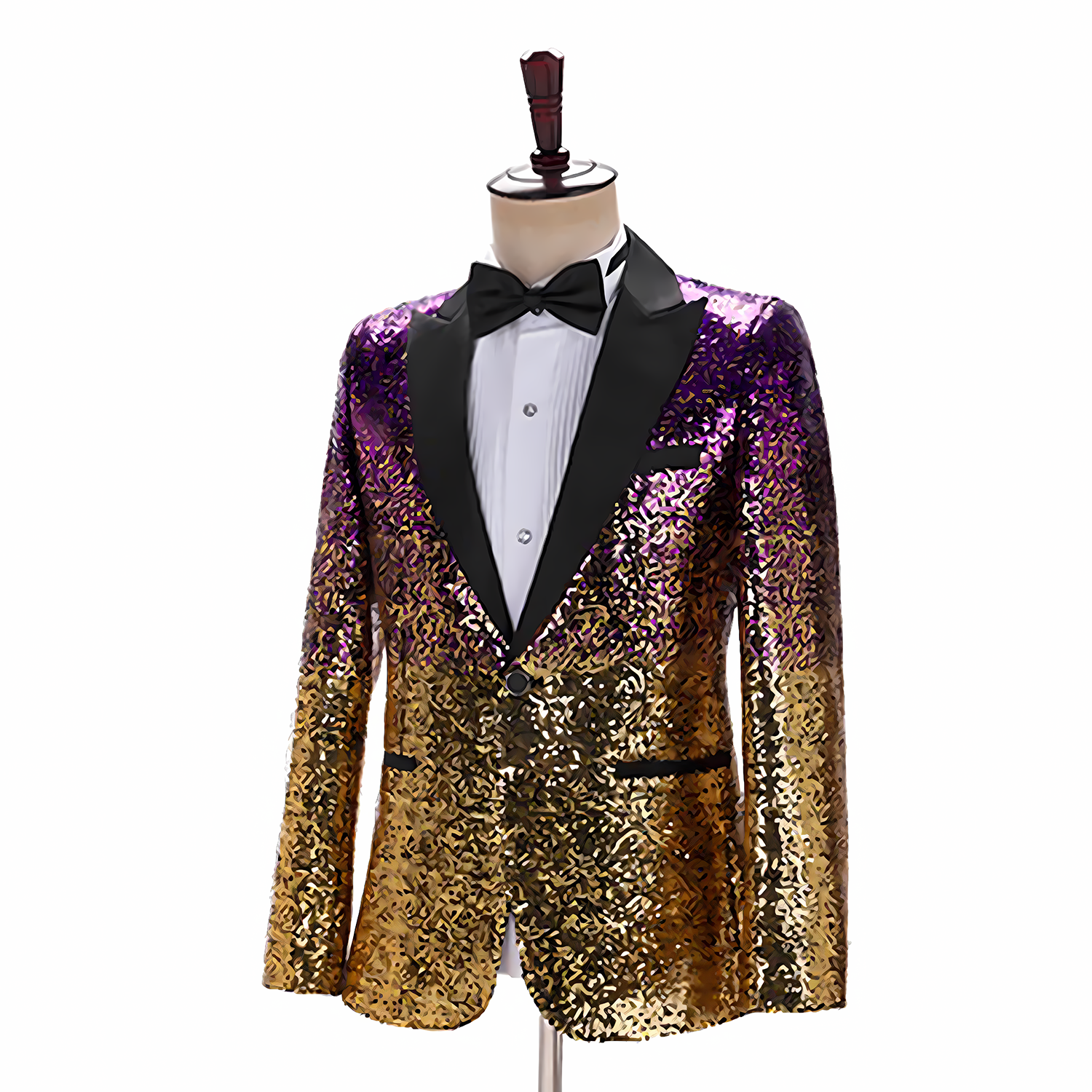 Men's 2 Pieces Notch Closure Collar Gradient Sequin Party Event Tuxedo