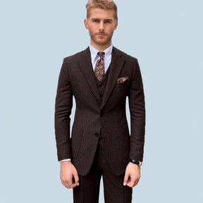 3 Pieces Vintage Herringbone Tweed Suit