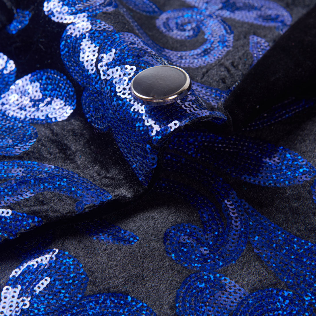 Men's Fashion Floral 2 Pieces Tuxedo Velvet Sequin Suit Blue