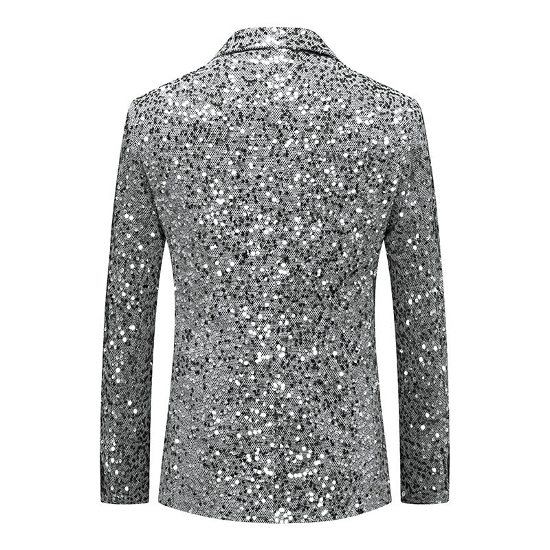 Men's 2 Pieces Gold and Silver Stage Sequin Tuxedo Blazer