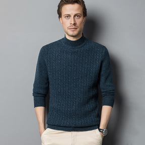 Men's Wool Cashmere Mock-Neck Texture Sweater