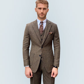 3 Pieces Vintage Herringbone Tweed Suit