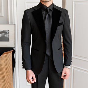 Men's 3 Pieces Formal Slim Fit Black Notch Lapel Tuxedos