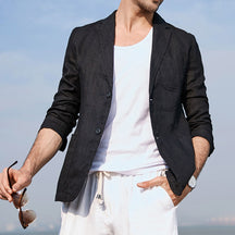 Men's Stylish Formal Summer Linen Notch Lapel Suit