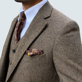 3 Pieces Vintage Herringbone Tweed Suit