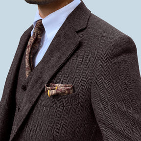 3 Pieces Vintage Herringbone Tweed Suit