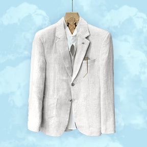 Men's Casual 2 Pcs Summer Linen Notch Lapel Suit