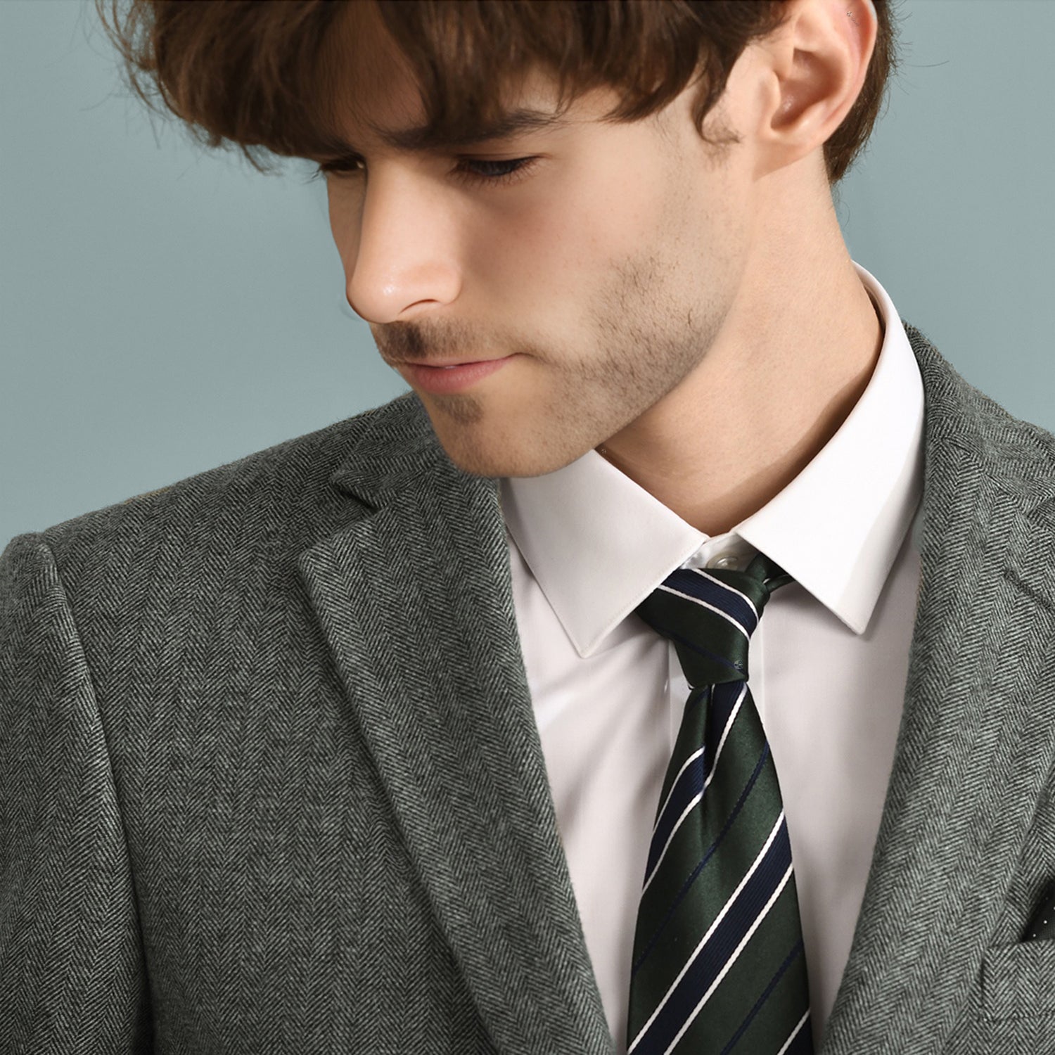 3 Pieces Herringbone Tweed Suit