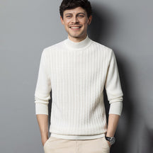Men's Wool Cashmere Mock-Neck Texture Sweater