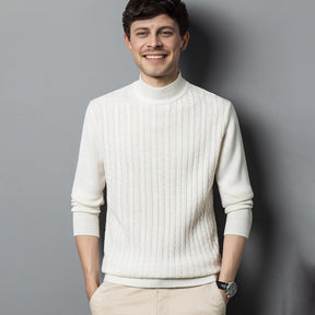 Men's Wool Cashmere Mock-Neck Texture Sweater