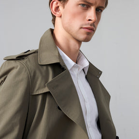 Men's Double Breasted Belted Trench Coat