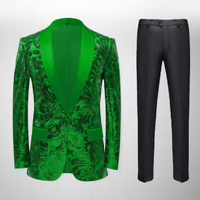 Men's 2 Pieces Sequin Floral Pattern Tuxedo