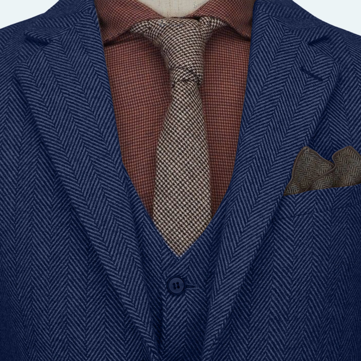 3 Pieces Vintage Herringbone Tweed Suit