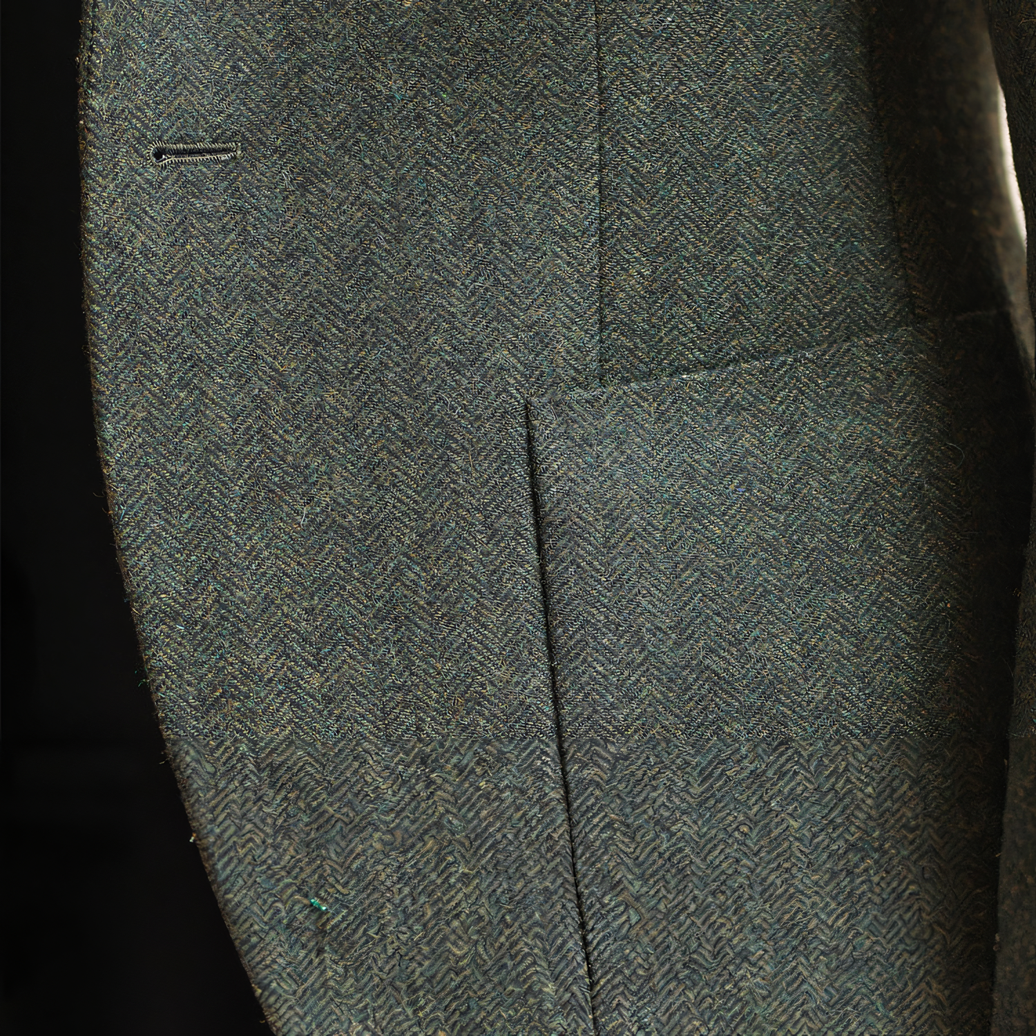 Men's Vintage Herringbone Dark Green Tweed Peak Lapel Blazer Jacket