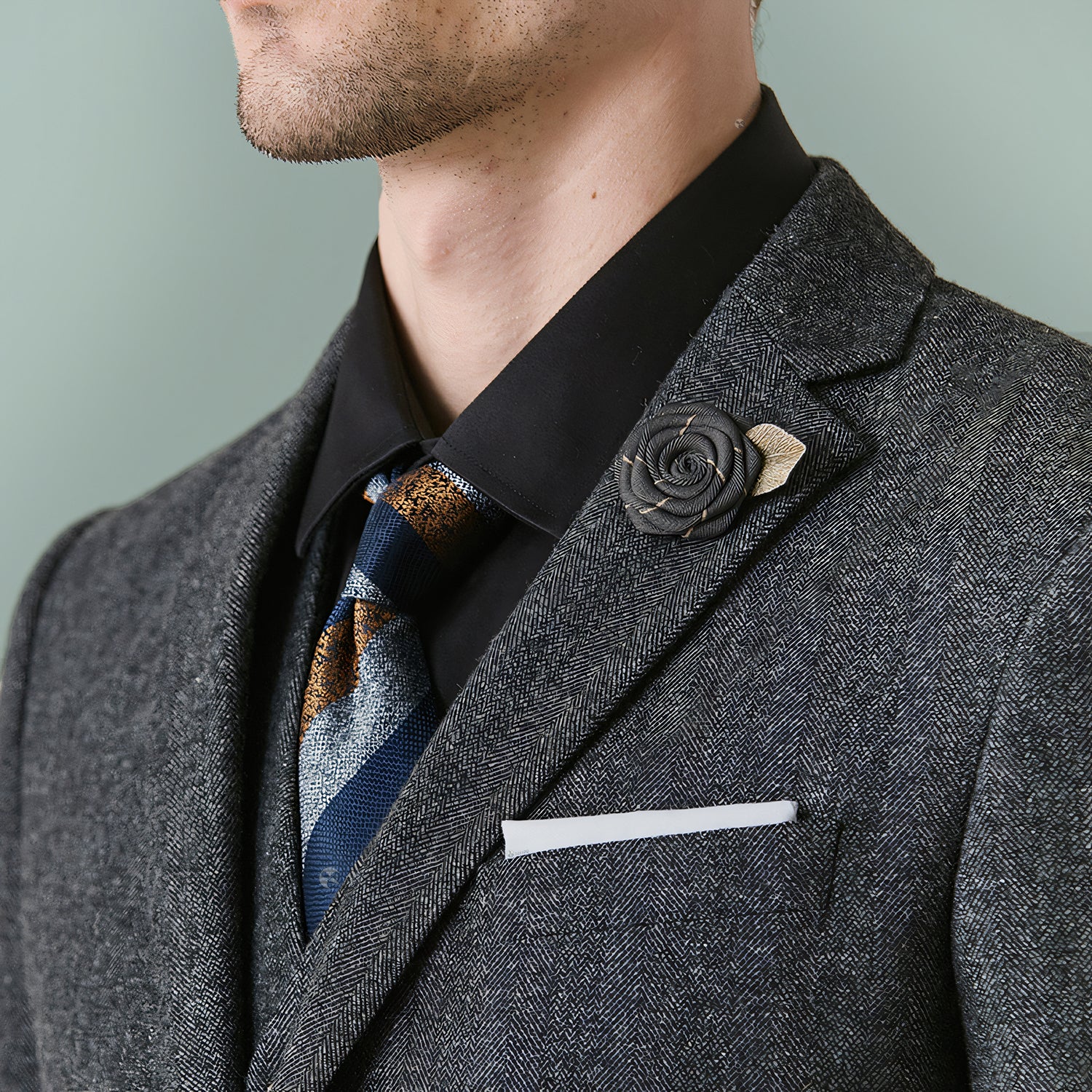 3 Pieces Herringbone Tweed Suit