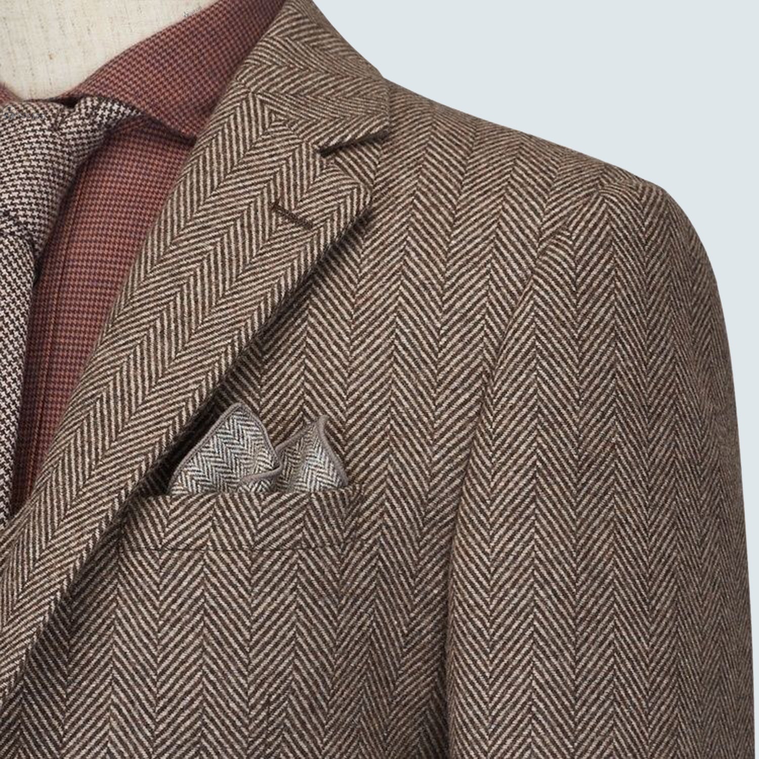 3 Pieces Vintage Herringbone Tweed Suit