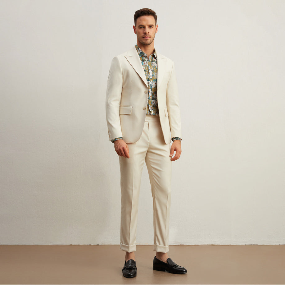 Wide Notch Lapel Collar 2 pieces Tuxedo Wedding Holiday Gentleman Suit