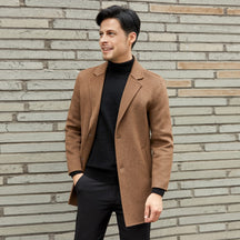 Men's Mid-Length Thickened Wool Overcoat