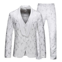 Men's 3-Piece Rose Embroidery Suits Wedding Suits for Groom Tuxedo 2 Color