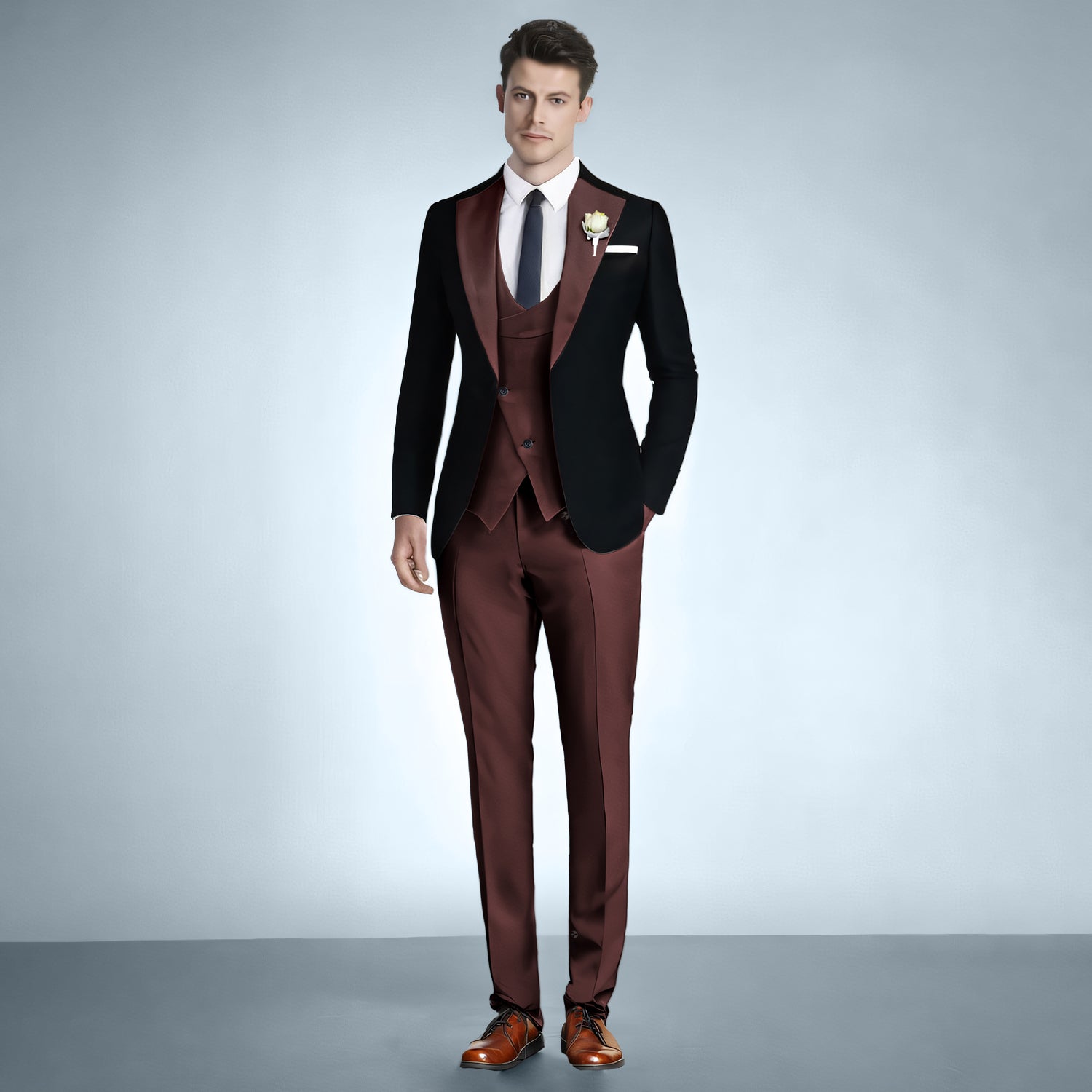 Men's Slim Fit 3 Pieces Notch Lapel Event Tuxedo Suit