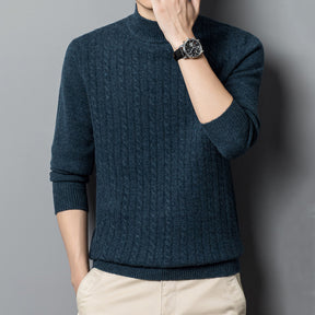 Men's Wool Cashmere Mock-Neck Texture Sweater