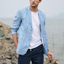 Men's Stylish Formal Summer Linen Notch Lapel Suit