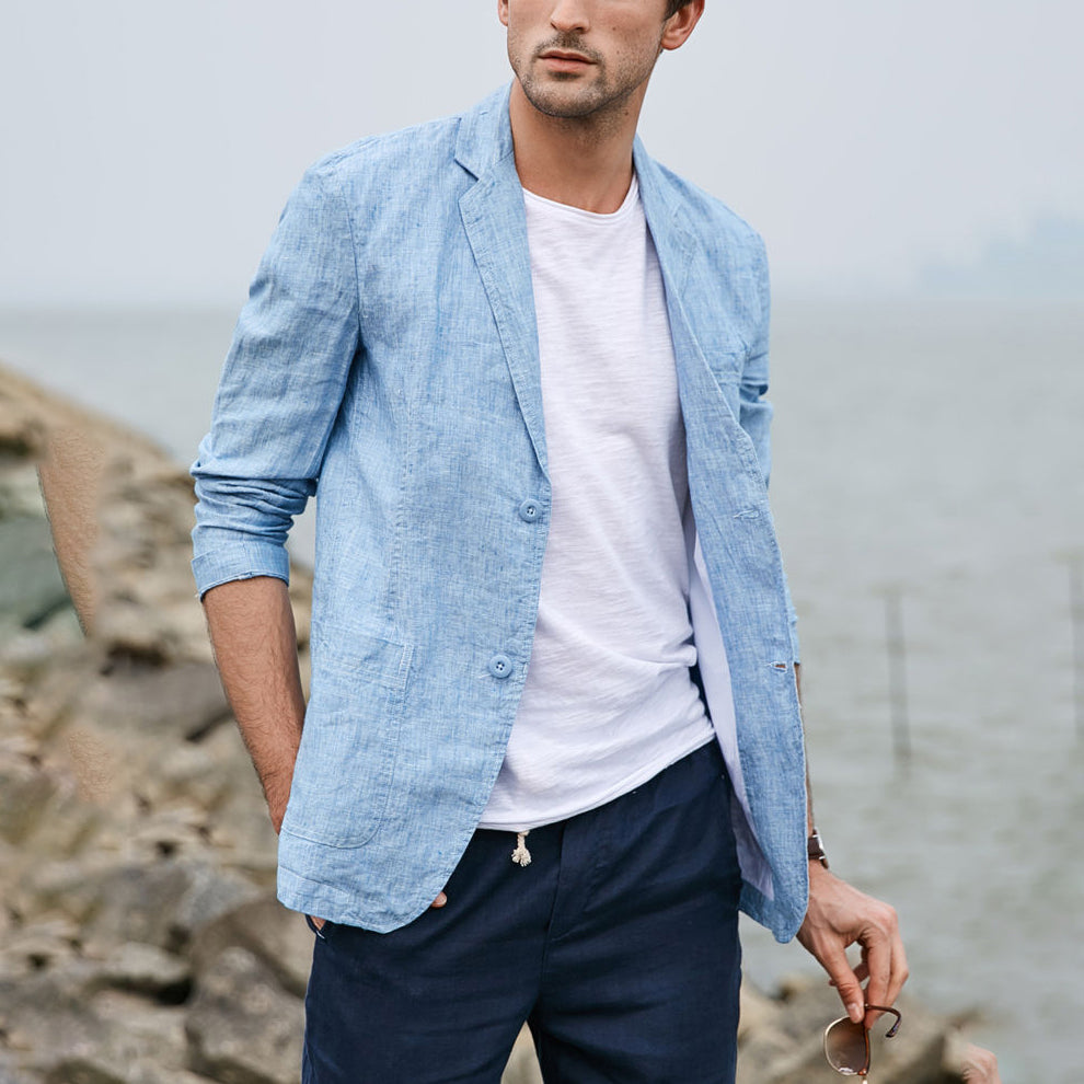 Men's Stylish Formal Summer Linen Notch Lapel Suit