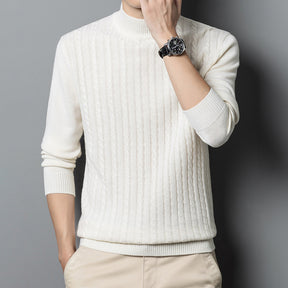 Men's Wool Cashmere Mock-Neck Texture Sweater