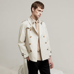 Men's Casual Double Breasted Short London Trench Coat