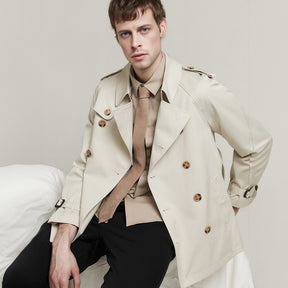 Men's Casual Double Breasted Short London Trench Coat