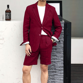 Men's Formal 2 Pcs Summer Linen Notch Lapel Suit