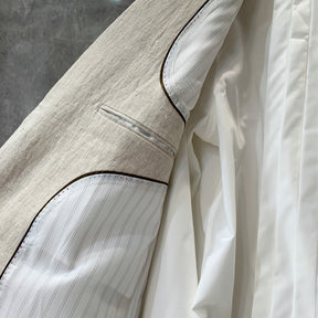 Men's Casual 2 Pcs Summer Linen Notch Lapel Suit