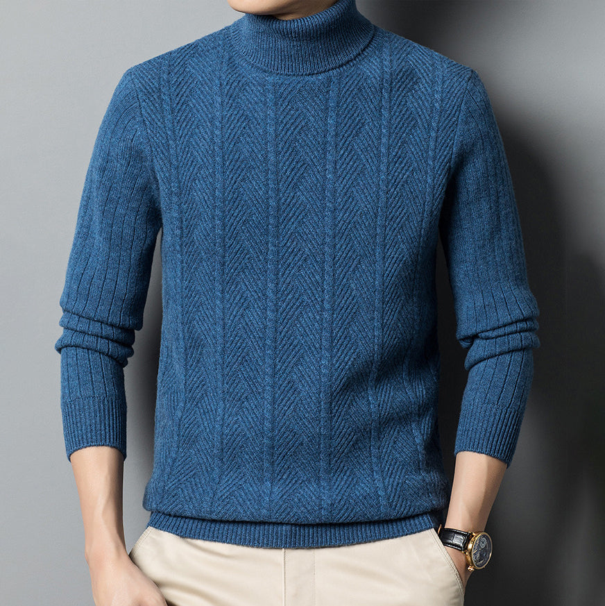 Men's Wool Cashmere Turtleneck Roll Neck Sweater