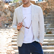 Men's Stylish Formal Summer Linen Notch Lapel Suit
