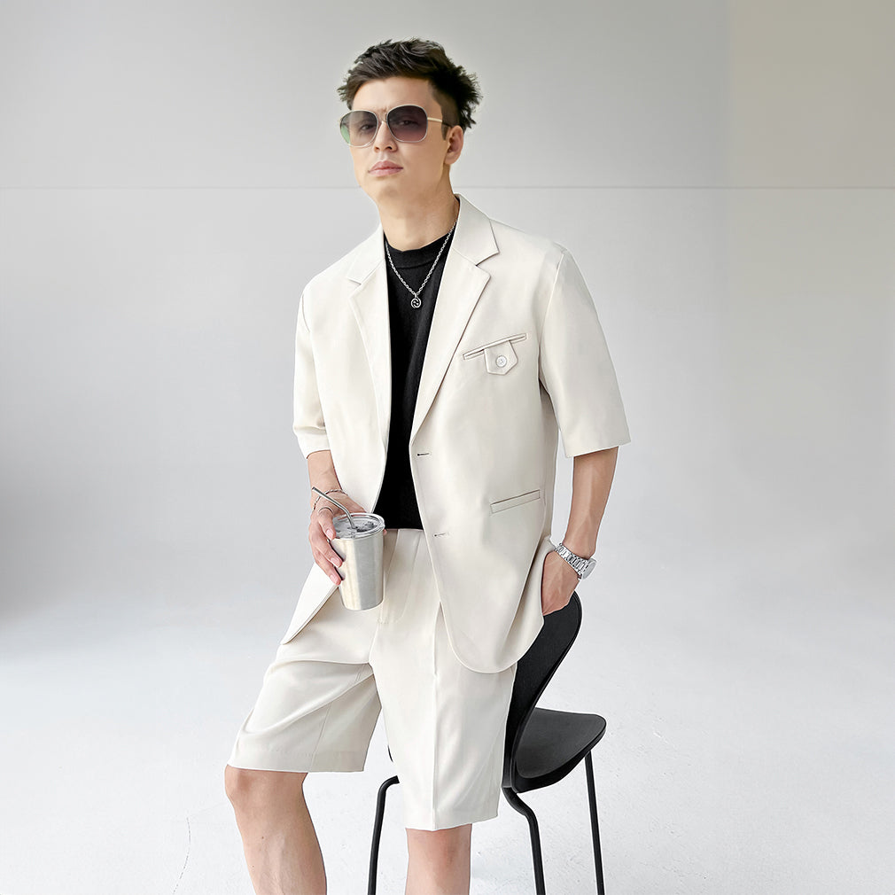 Men's Summer Relax Daily Cool Half Sleeve Shorts 2 Pieces Suit