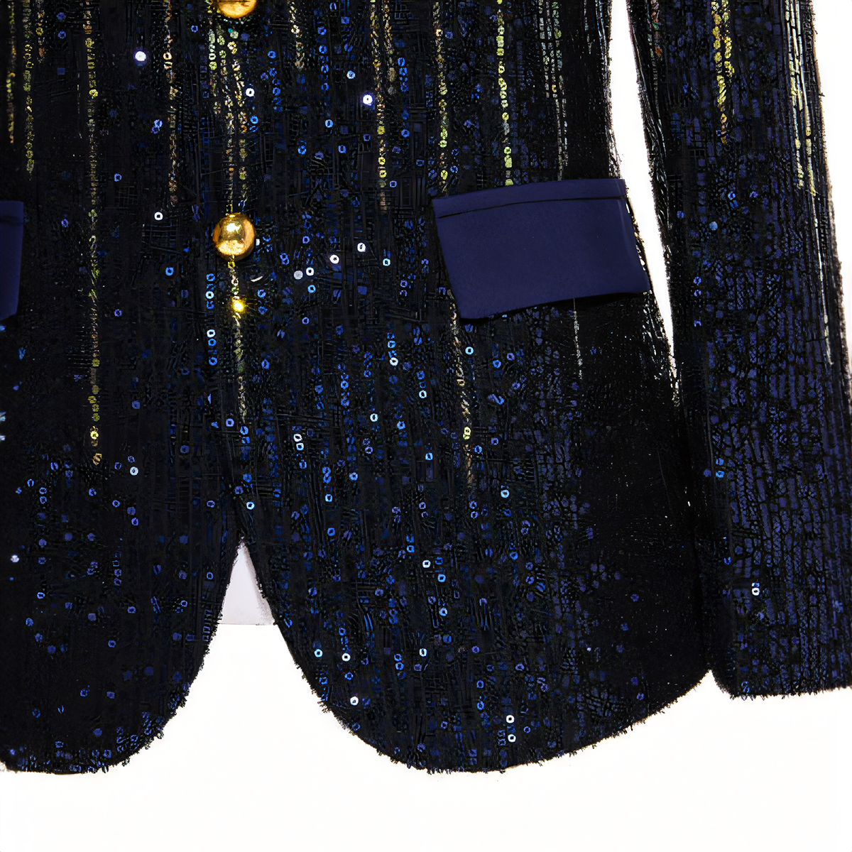 Men's 2 Pieces Gold Gradient Blue Galaxy Sequin Stage Tuxedo Blazer
