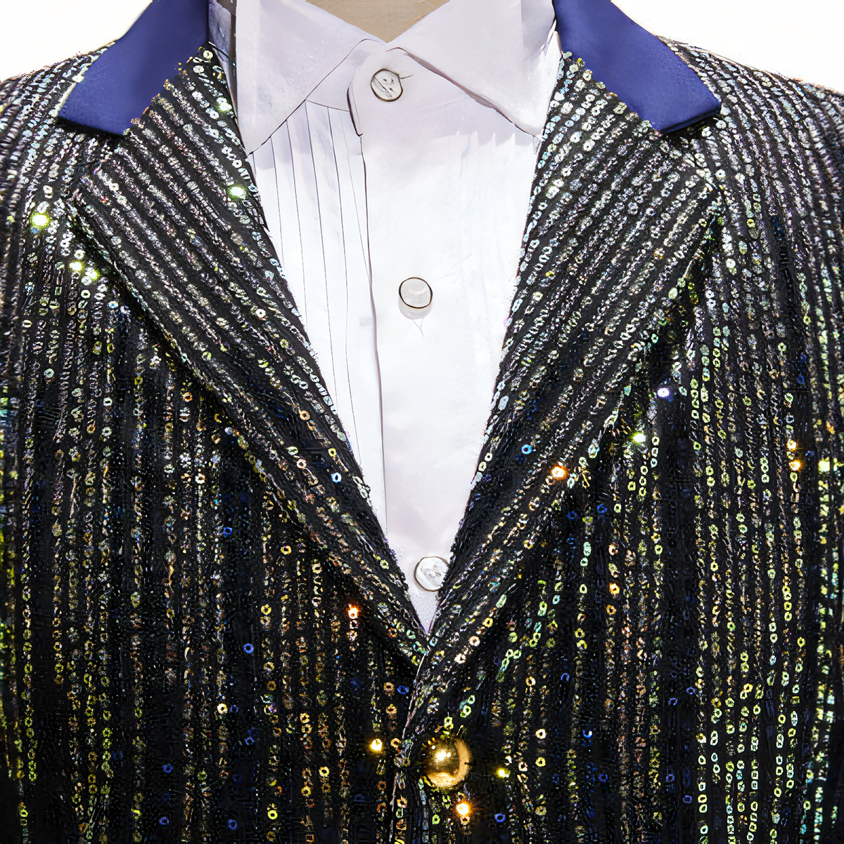 Men's 2 Pieces Gold Gradient Blue Galaxy Sequin Stage Tuxedo Blazer