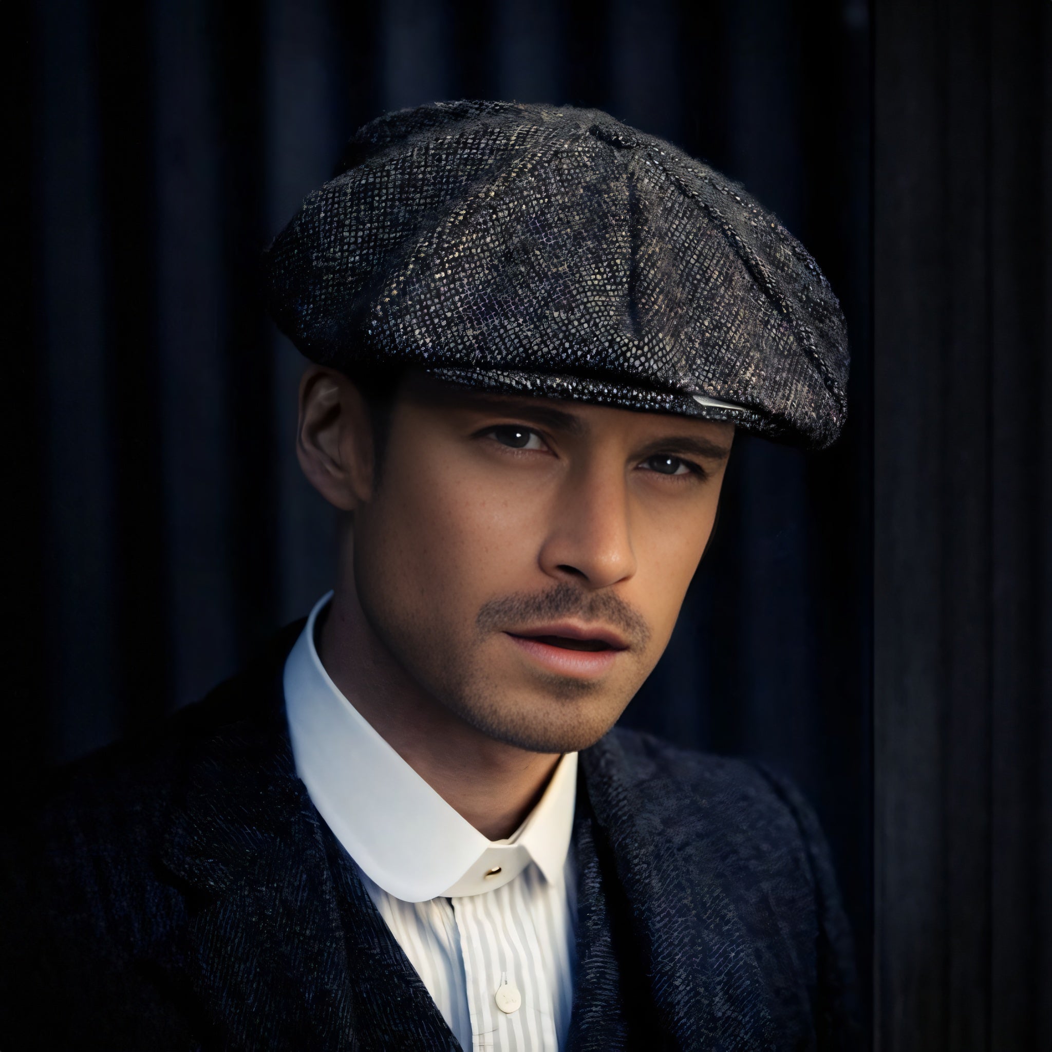 Peaky Razor Vintage Beret Herringbone Tweed Hat