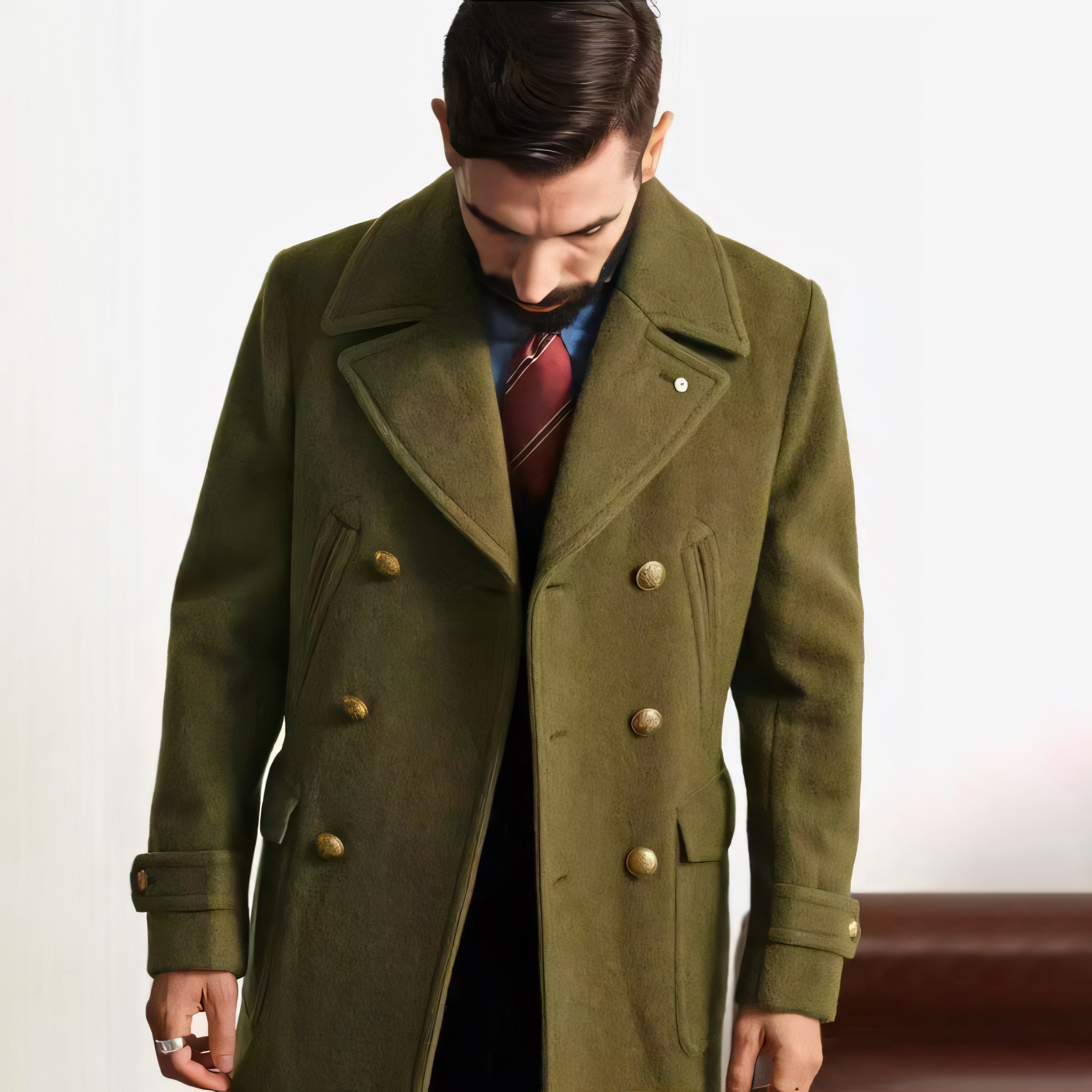 Dark hot sale green peacoat