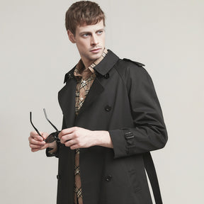 Men's Casual Double Breasted Short London Trench Coat